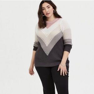 Torrid Colorblock Chevron Stripe Pointelle Sweater